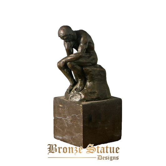 Grande base la statua del pensatore scultura di rodin bronzo replica classico famoso uomo di pensiero nudo figurine arte home decor piccolo