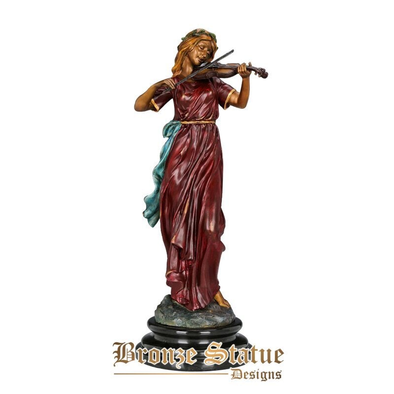 Bronzo violinista violinista statua scultura moderna violinista femminile arte fusione a caldo ottone regali di classe per la decorazione della casa