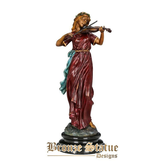 Bronze violinist fiddler statue sculpture modern female violin player art hot casting brass classy home decoration gifts