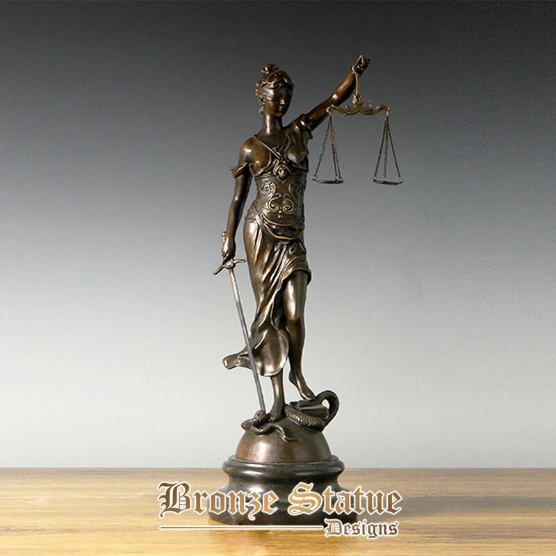 Statua della giustizia della signora bronzo dea greca themis justitia scultura figurine estatua justica arte antica perfetto arredamento per la casa