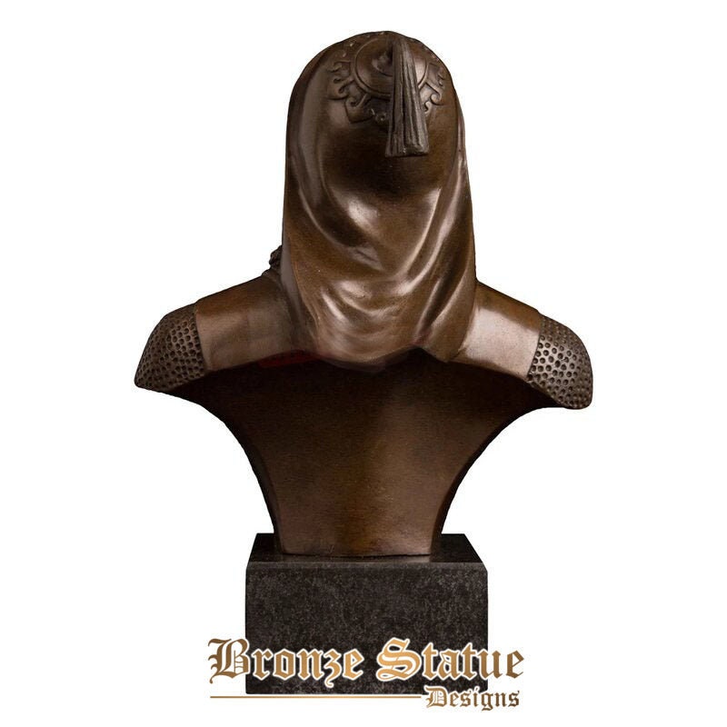 Famoso eroe cinese bronzo gengis khan busto statua scultura persone figurine vintage collezionista d'arte da collezione