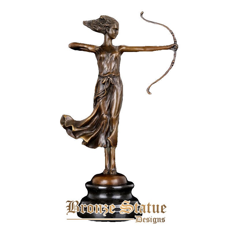 Bronze woman with bow sculpture female statue figurine antique art christmas gift high-end home decoration