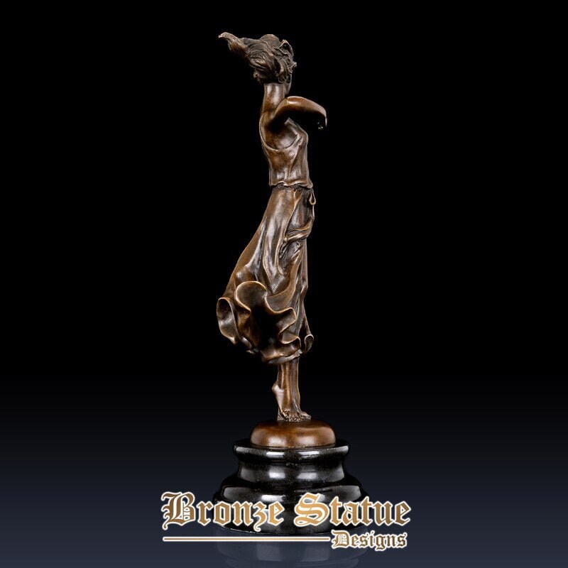 Bronze woman with bow sculpture female statue figurine antique art christmas gift high-end home decoration
