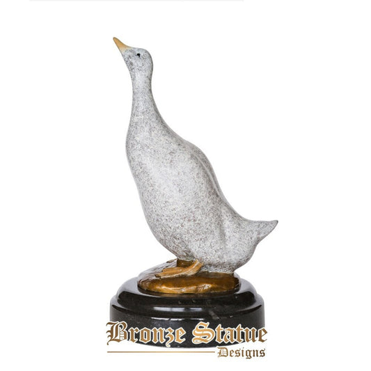 Bronze statue white duck figurine copper small animal sculpture display office decor kids gifts