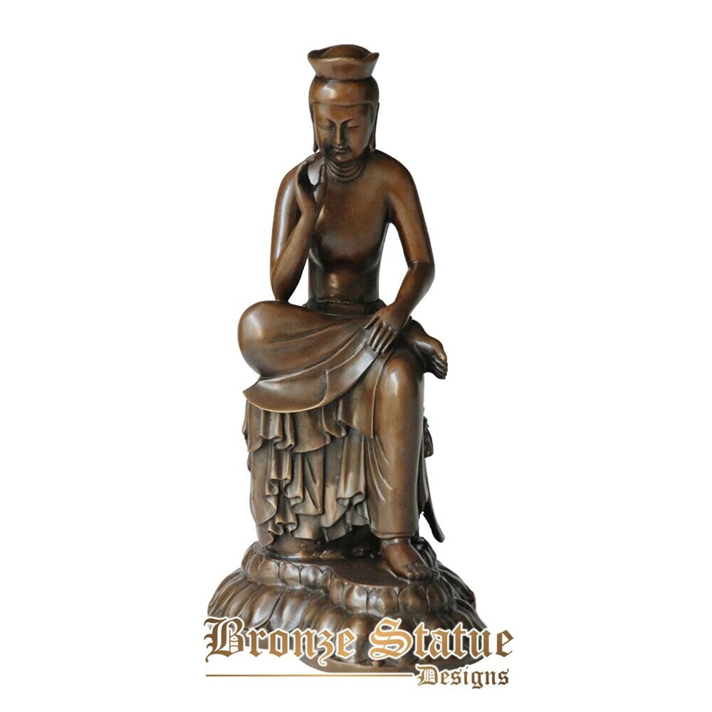 Bronze maitreya bodhisattva estátua de buda escultura de deus budista estatueta arte para presentes de decoração interna do templo