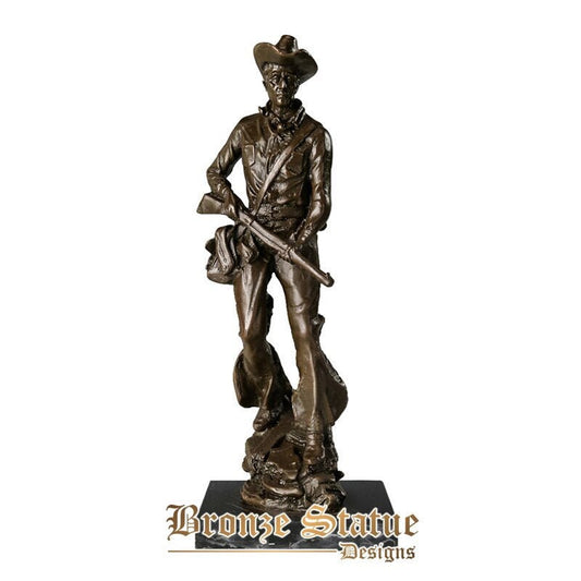 West american cowboy with gun statue sculpture hot casting real bronze collectible figurines vintage art decor