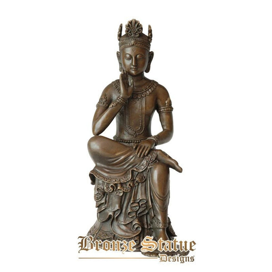 Bronze buddha maitreya bodhisattva statue figurine buddhist religious sculpture metal art for home decoration