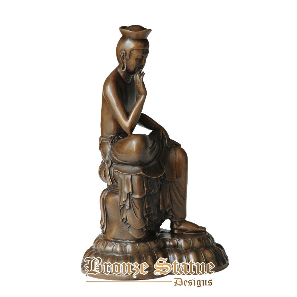 Bronze maitreya bodhisattva estátua de buda escultura de deus budista estatueta arte para presentes de decoração interna do templo