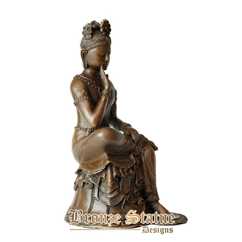 Bronzo buddha maitreya bodhisattva statua figurine buddista scultura religiosa in metallo arte per la decorazione domestica