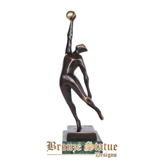 Bronze abstract man playing basketball statue sport sculpture art classy office table home decor gift