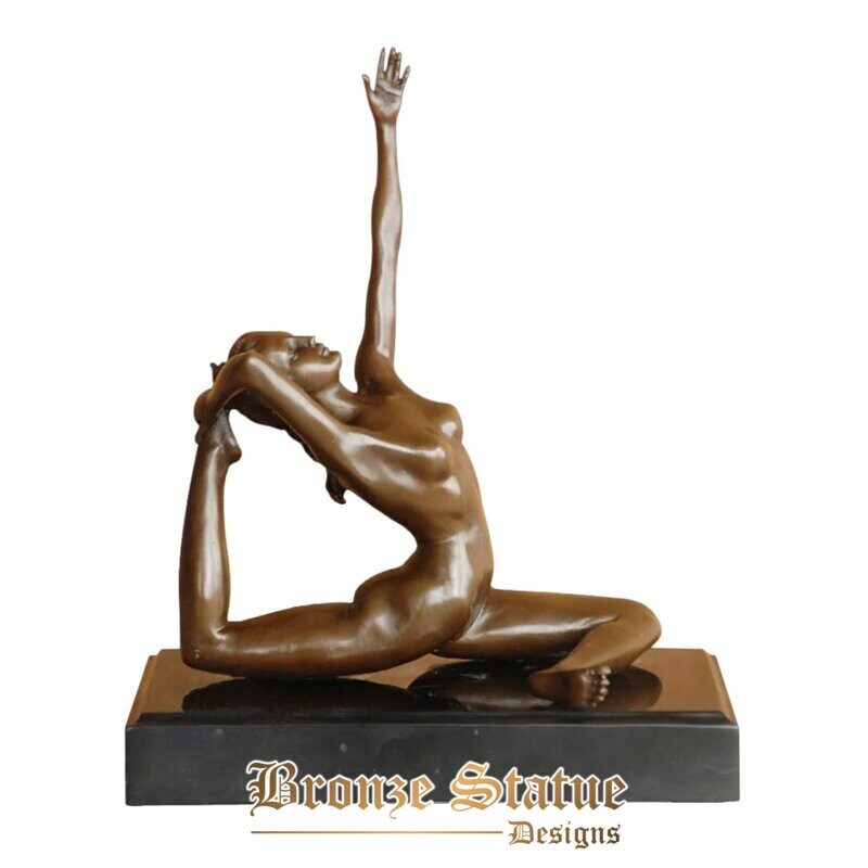 Nude girl body building bronze sculpture woman statue modern naked female art gym dcor
