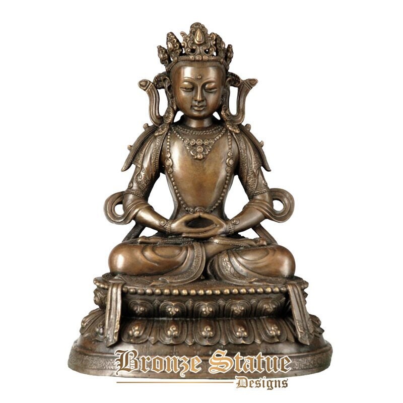 Amitayus bronze statue sculpture buddhism longevity god figurine art hot casting brass ornament