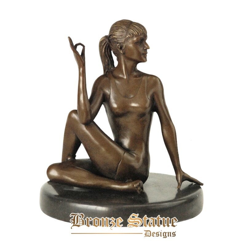 Body building girl bronze statue fitness woman sculpture modern brass female art statuette living room decor