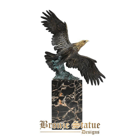 Spread wings eagle statue bronze flying hawk figurine bird falcon sculpture office home decor art