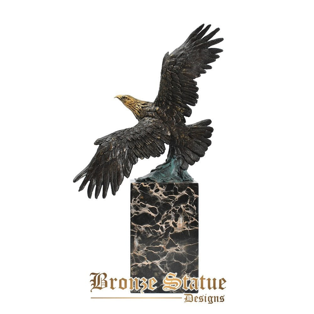 Spread wings eagle statue bronze flying hawk figurine bird falcon sculpture office home decor art