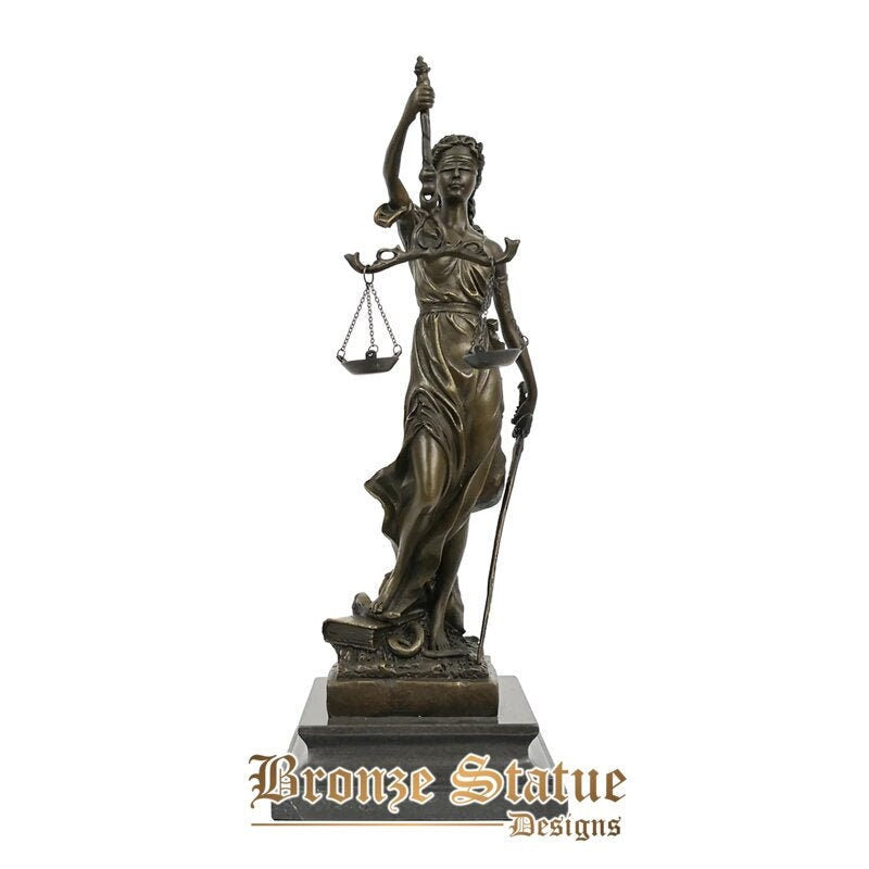 Bronzeskulptur blinde Dame Gerechtigkeit Themis Justitia Statue griechische Mythologie Göttin Kunst edel Anwalt Geschenk Wohnkultur