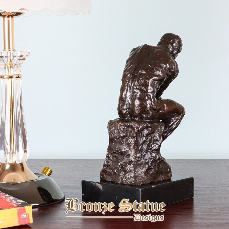 Famous the thinker statue by rodin bronze replica figurine classical nude thinking man sculpture art home decor