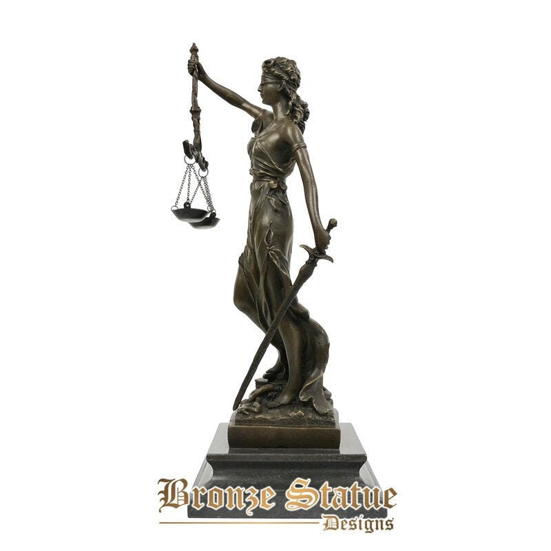 Bronze sculpture blind lady justice themis justitia statue greek mythology goddess art classy lawyer gift home decor