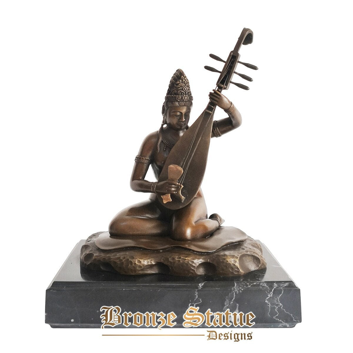 Bronze saraswati sculpture hindu mythology wisdom wealth goddess india buddha figurine statue art for business gift