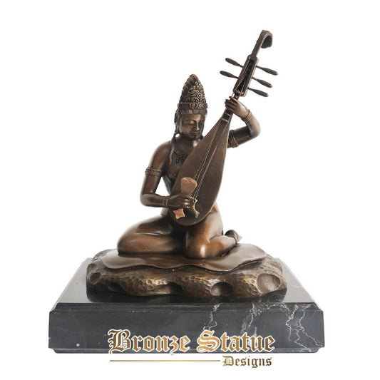 Bronze Saraswati escultura mitologia hindu sabedoria riqueza deusa índia buda estatueta estátua arte para presente de negócios