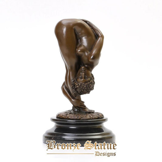 Estátua de bronze nua curvada sobre mulher escultura moderna coleção de arte de menina adulta nua decoração