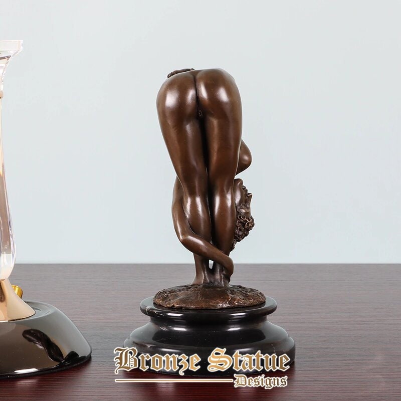 Bronze nude bent over woman statue sculpture modern naked adult girl art collection decor