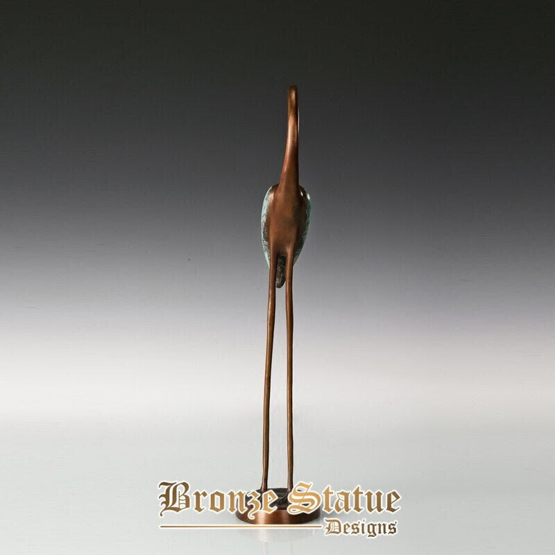 Bronze animal sculpture red-crowned crane statue lucky art classy indoor office decor gift
