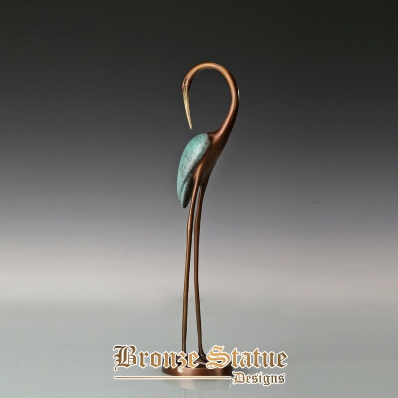 Bronze animal sculpture red-crowned crane statue lucky art classy indoor office decor gift