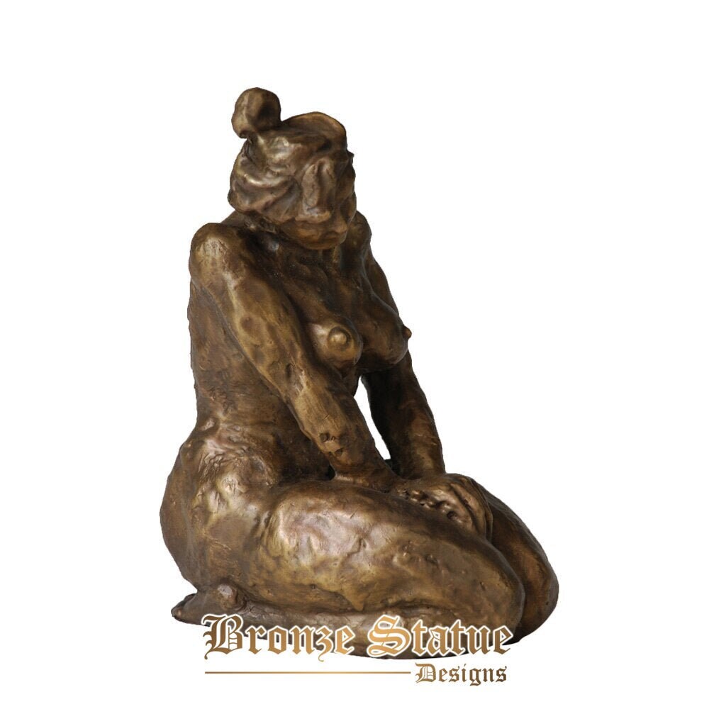 Escultura de bronze mulher nua estátua feminina abstrata antiga estatueta colecionável decoração de estúdio de design