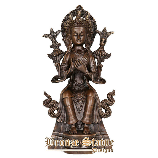 Bronze maitreya estátua de buda escultura budismo colecionável estatueta arte decoração elegante