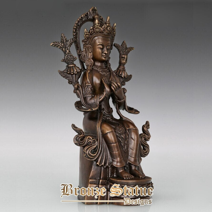 Bronze maitreya buddha statue sculpture buddhism collectible figurine art classy decoration