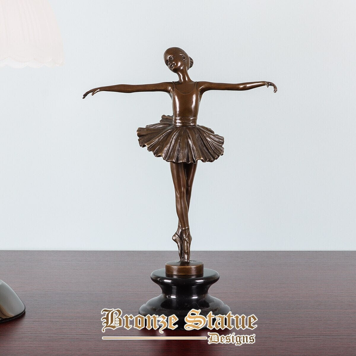 Estátua de dança de balé de bronze estatueta feminina bailarina escultura arte menina presente de aniversário decoração para casa