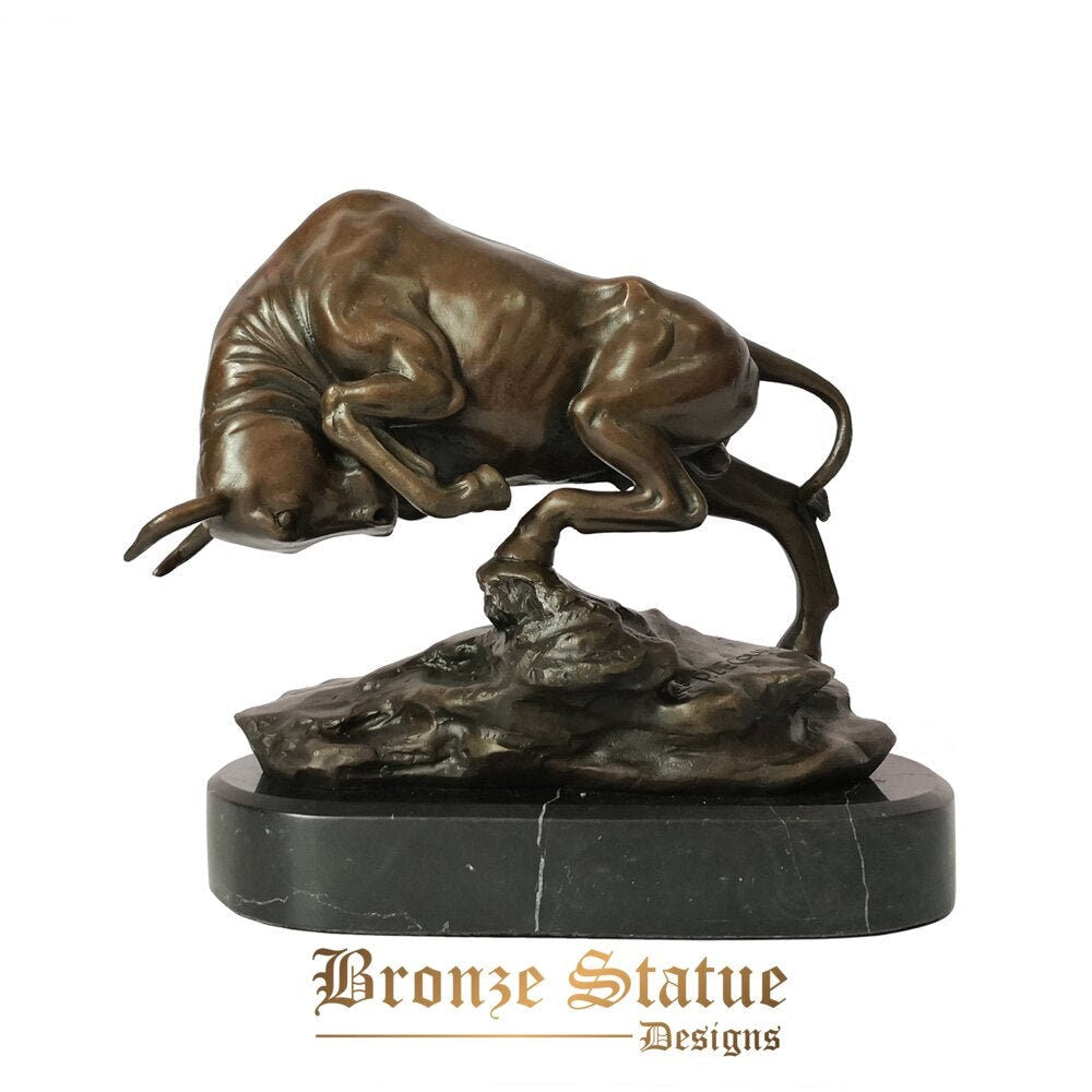 Estátua de escultura de touro de bronze estatueta de arte de gado de parede de touro fundição a quente decoração de escritório de estudo em casa
