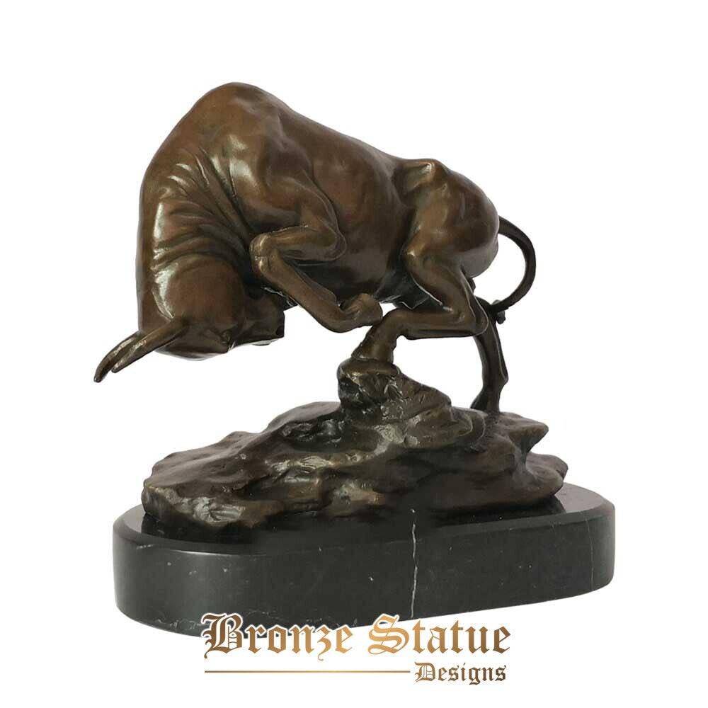 Estátua de escultura de touro de bronze estatueta de arte de gado de parede de touro fundição a quente decoração de escritório de estudo em casa