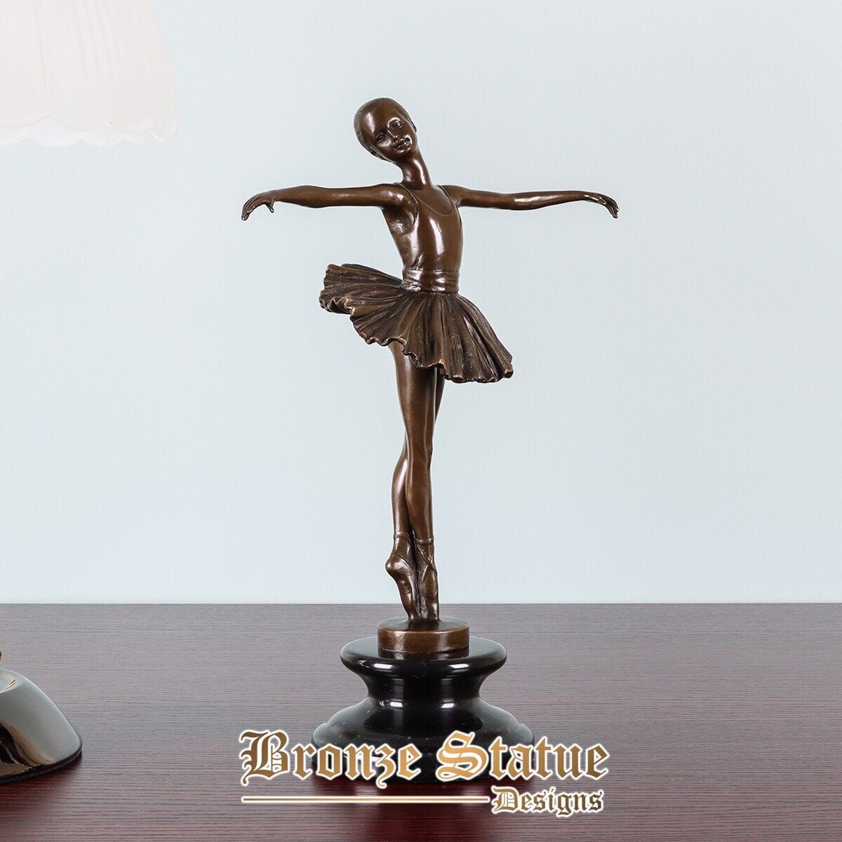 Estátua de dança de balé de bronze estatueta feminina bailarina escultura arte menina presente de aniversário decoração para casa