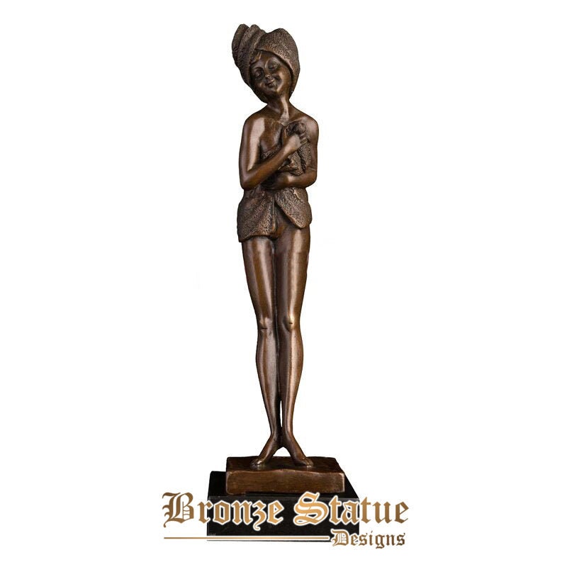 Modern sexy bathing woman bronze statues and sculptures female figurines club bar decor