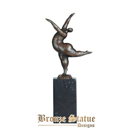 Bronze abstract sculpture art female dance statue figurine hot cast brass marble base perfect home decoration