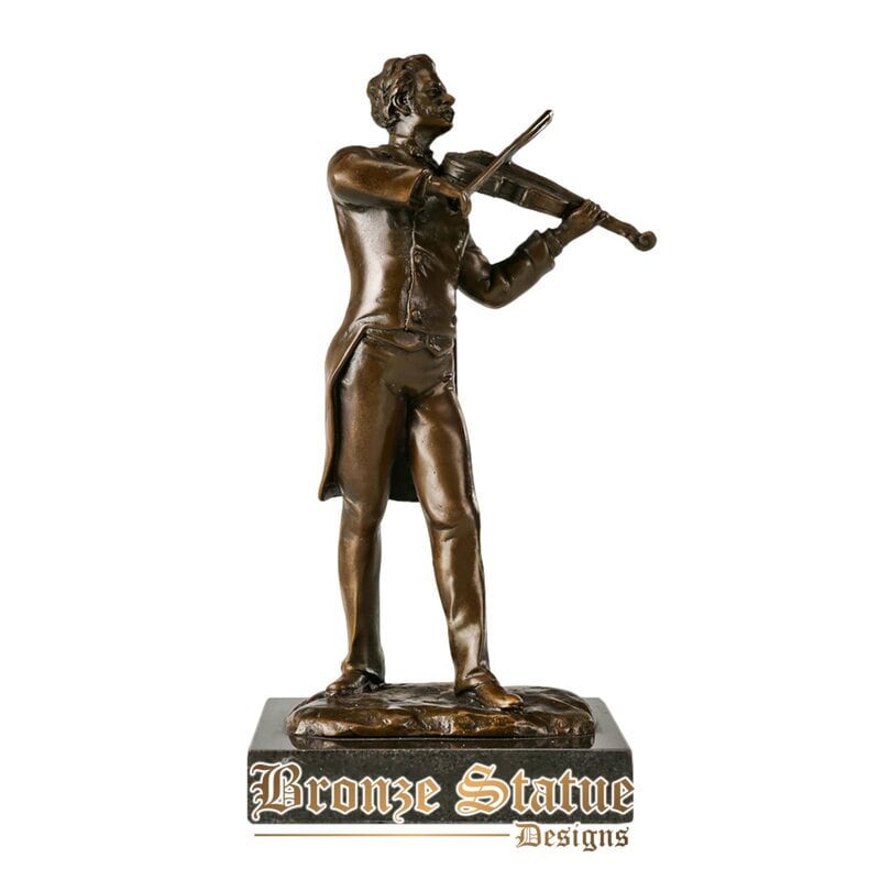 Johann strauss playing the violin bronze statue famous austrian musician sculpture antique figurine art home decor collection