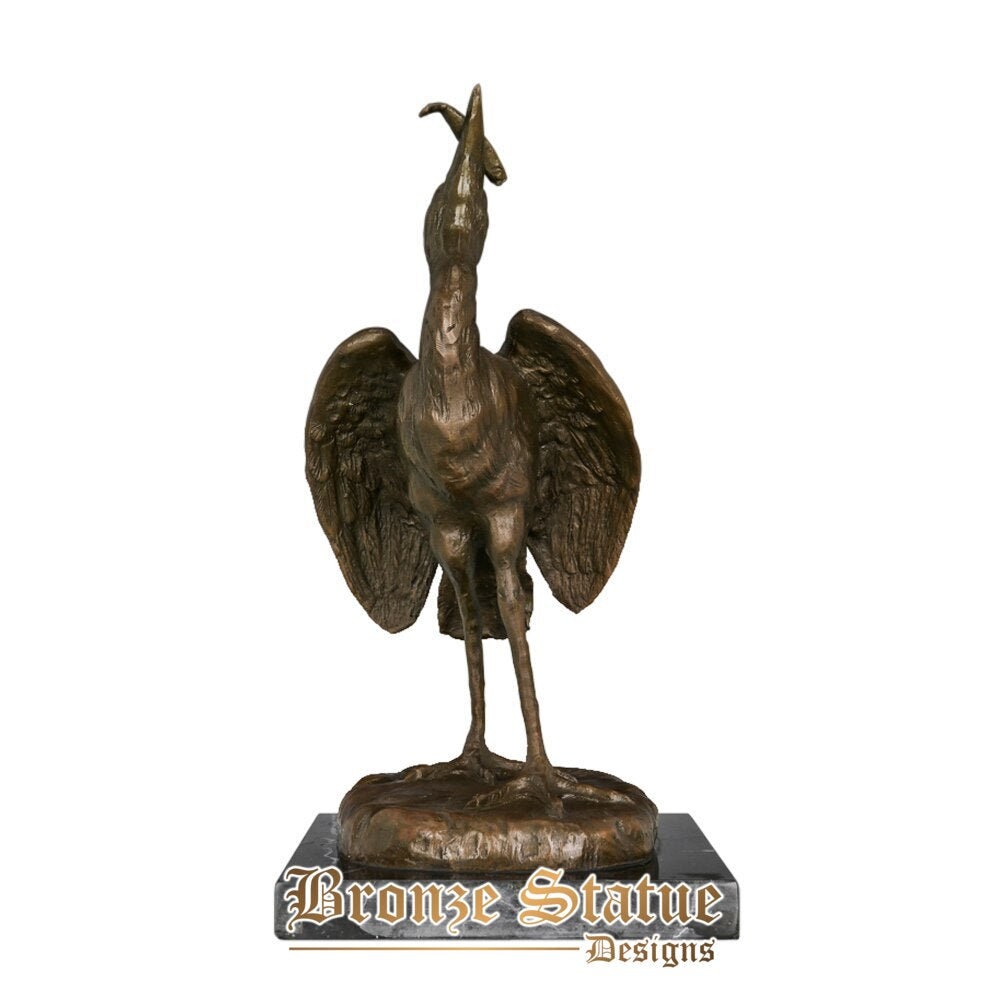 Estátua de cormorant estatueta de bronze fundido a quente escultura de animais selvagens superior vintage decoração de casa para crianças presente de aniversário