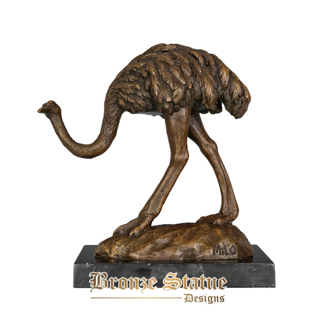 Bronze ostrich statue figurine wild animal sculpture for garden indoor decor wildlife art kids birthday gifts