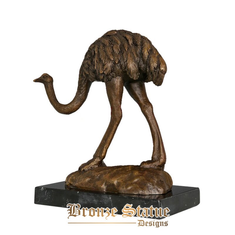 Estátua de avestruz de bronze estatueta de animais selvagens para decoração de jardim interior arte da vida selvagem presentes de aniversário para crianças