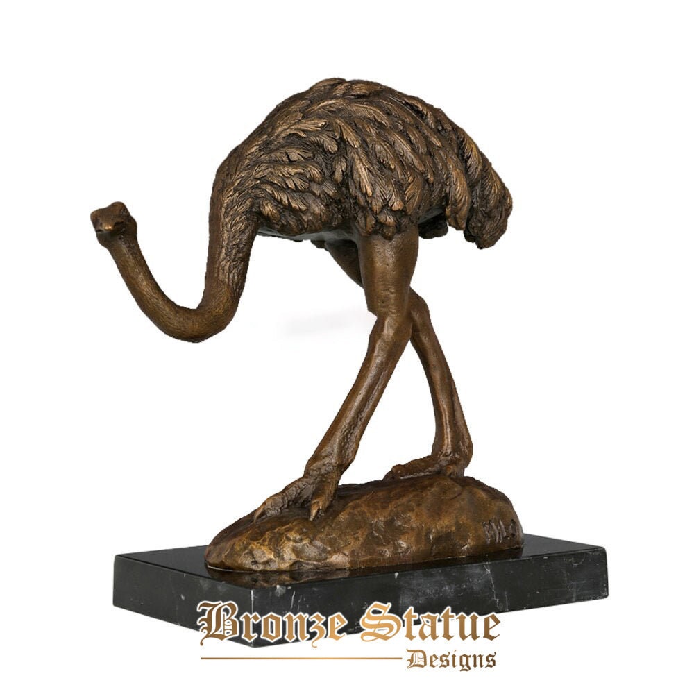 Estátua de avestruz de bronze estatueta de animais selvagens para decoração de jardim interior arte da vida selvagem presentes de aniversário para crianças