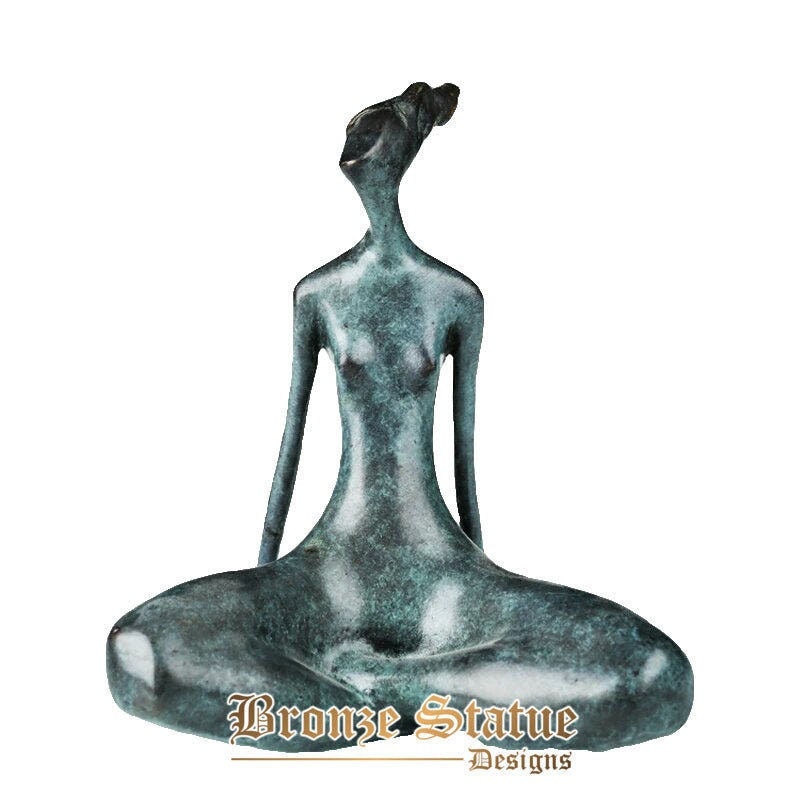 Estatueta de estátua de bronze de mulher de ioga abstrata moderna esporte feminino escultura arte pequena