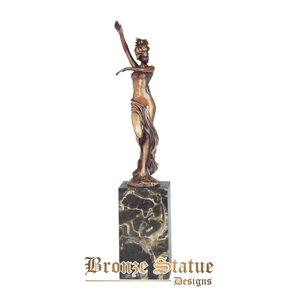 Sexy bare girl bronze statue nude female sculpture modern erotic hot figurine art