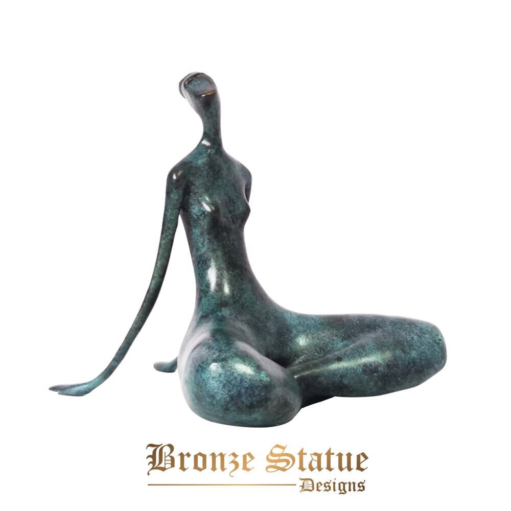 Abstract yoga woman bronze statue figurine modern female sport sculpture art small