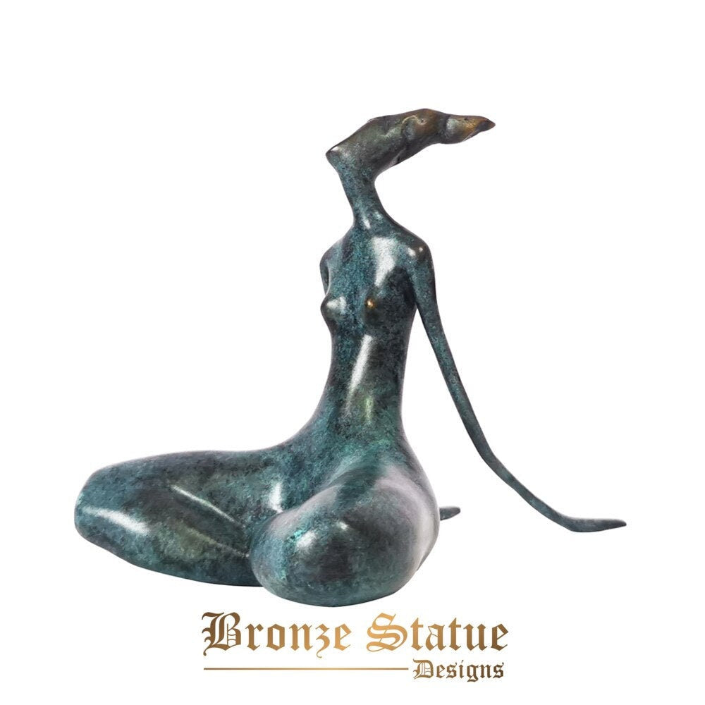 Abstract yoga woman bronze statue figurine modern female sport sculpture art small