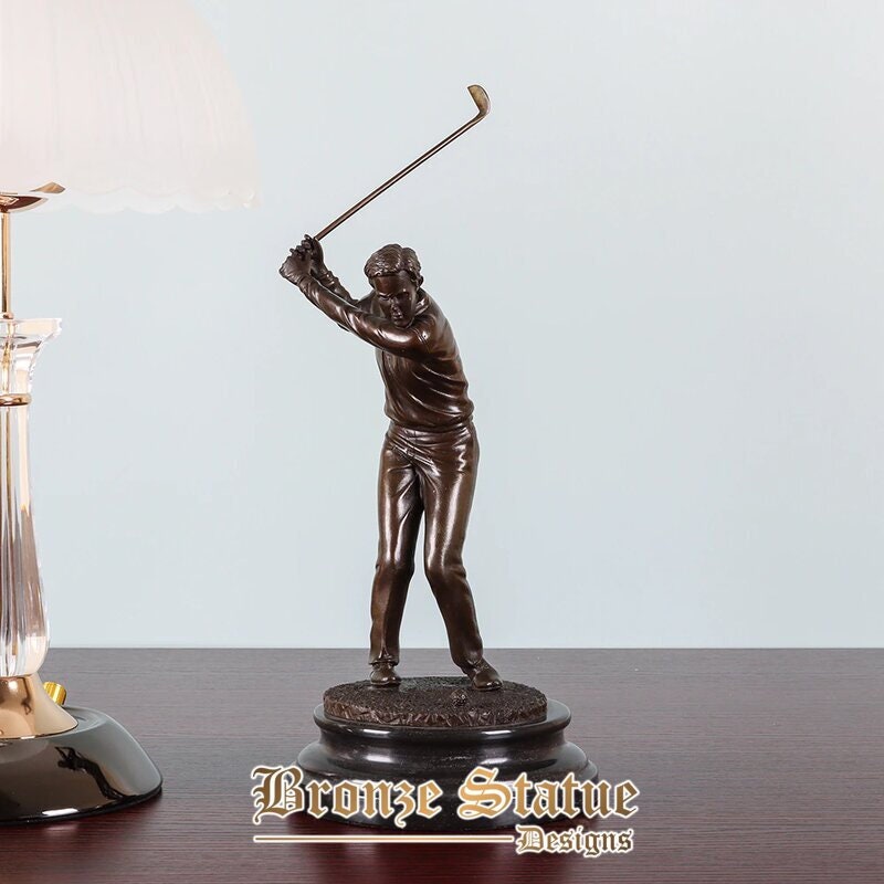 Estatueta de homem de golfe estatueta de bronze jogador de golfe masculino escultura ocidental moderna arte esportiva decoração para casa