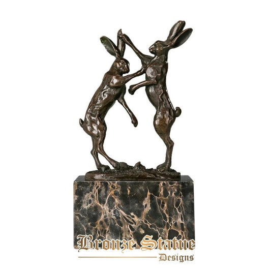 Bronze-Hasen-Skulptur, Paar, Kaninchen, Statue, heiße Besetzung, Liebe, Tierfigur, Kunstjubiläumsgeschenk, Heimdekoration