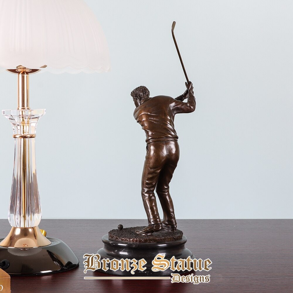 Estatueta de homem de golfe estatueta de bronze jogador de golfe masculino escultura ocidental moderna arte esportiva decoração para casa