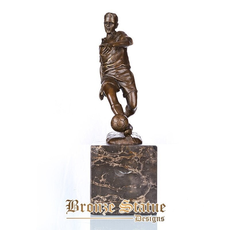 Sport art football player statue sculpture bronze modern ornament figurine home decoration